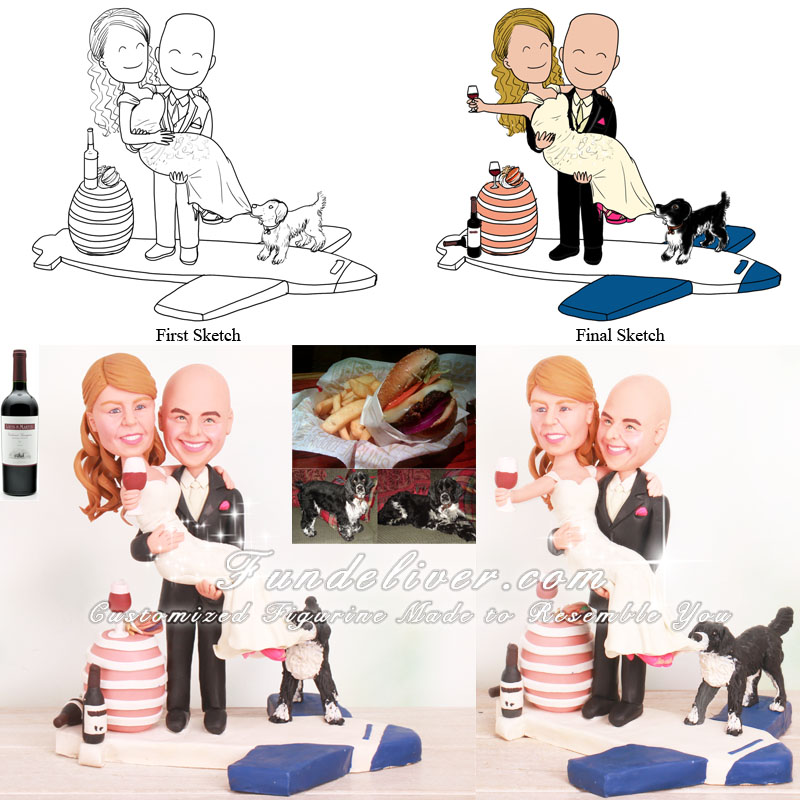 Bride Giving a Toast Wedding Cake Toppers